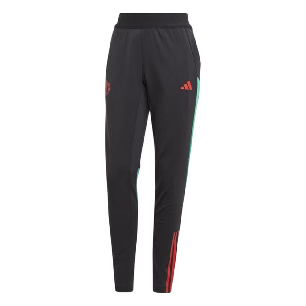 Adidas Womens/Ladies Manchester United FC Tapered Tracksuit Bottoms / Black/Red